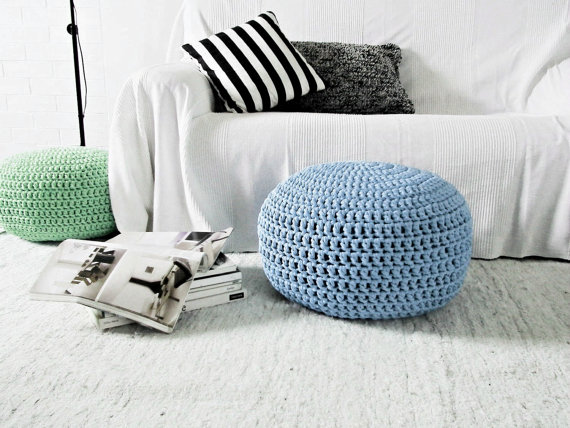 Pouf ottoman in living room