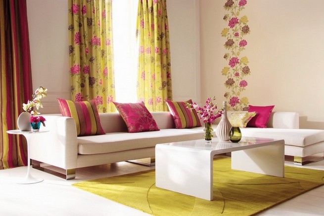 Flower curtains for living room
