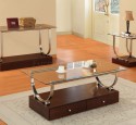 Wood coffee table with glass top