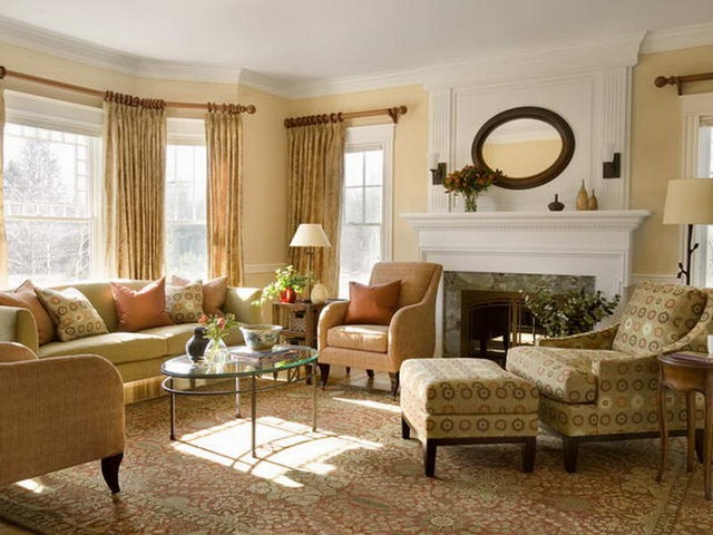 Living room furniture layout ideas with corner fireplace
