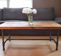 Wood coffee table with iron legs