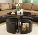 Coffee table ottoman leather