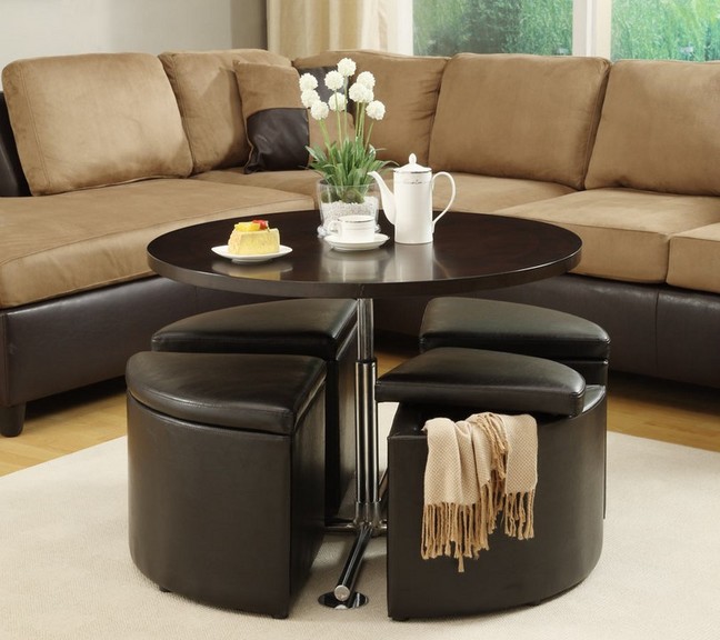 Coffee table ottoman leather