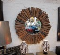 Round wood framed mirrors