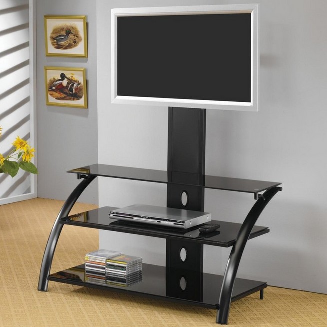 Tv stands contemporary metal and glass media console by coaster