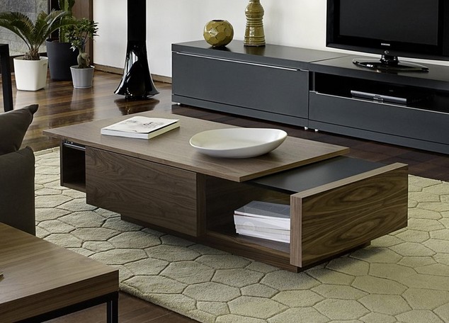Wood coffee table with storage