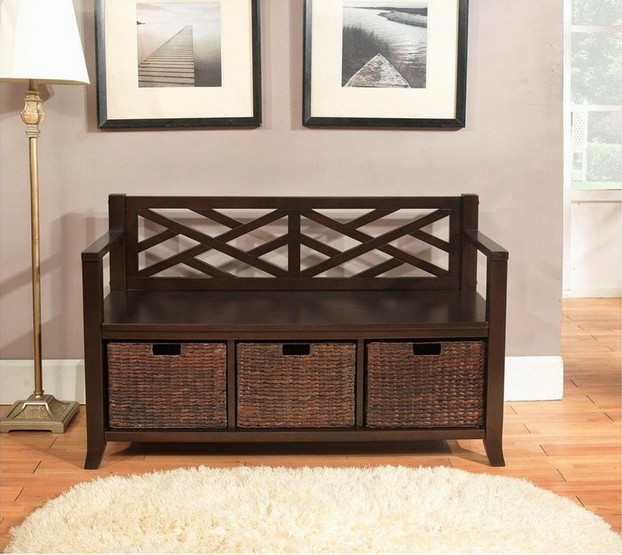 Storage bench with back