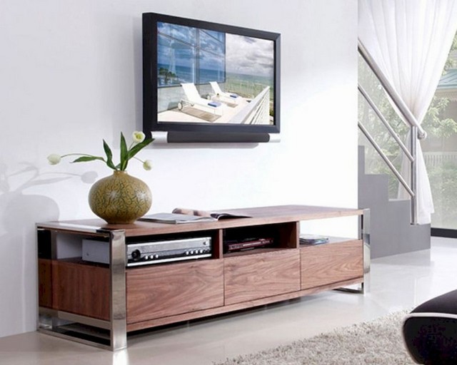 Stands contemporary tv console with connect-it power drawer