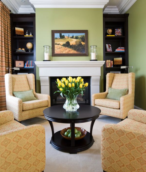 Living room arrangements with corner fireplace