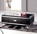 Wood coffee table glass top