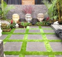 Patio pavers with grass in between