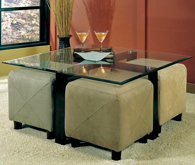 Glass coffee table ottoman