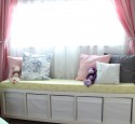 Storage bench under window