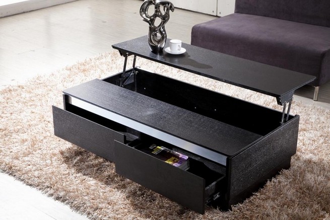 Wood coffee table with drawers