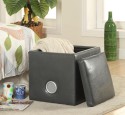 Grey faux leather ottoman