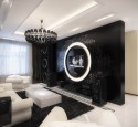 Black and white retro living room