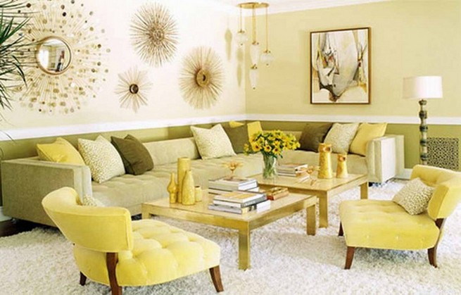 Yellow wood coffee table