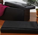 Faux leather fold-up storage ottoman