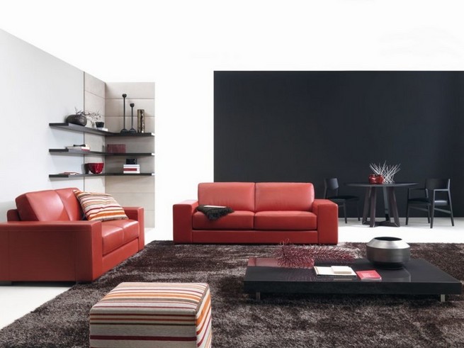 Living room design ideas with red sofa