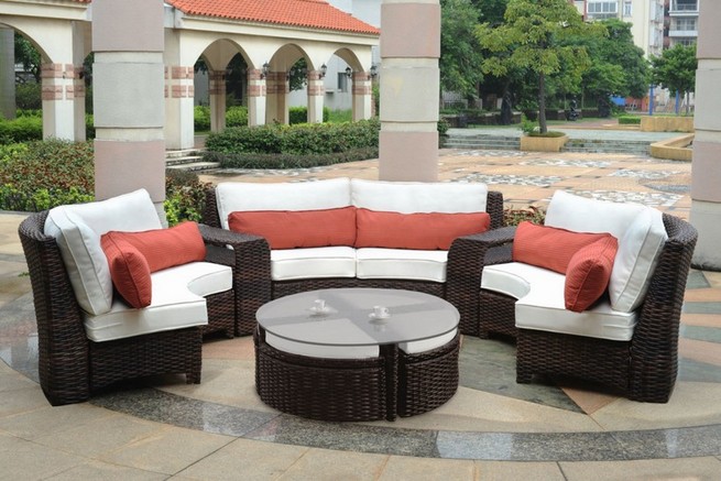 Patio sectional wicker