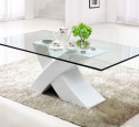 White coffee table with glass