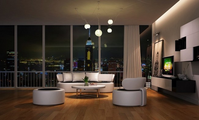 Living room furniture wood trim
