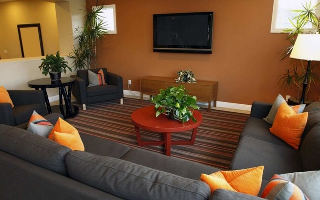 Living room design ideas with brown leather sofa