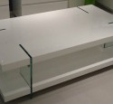 White coffee table with wood top