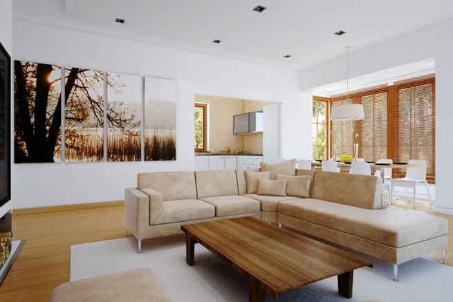 Living room with wall art