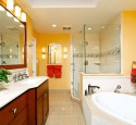 Mirrors framed in yellow walls