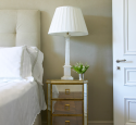 Mirrored nightstand with gold trim