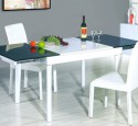 Glass top dining table with leaf