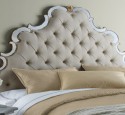 Fabric headboard with wood trim