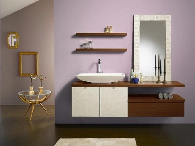 Floating shelf bathroom vanity