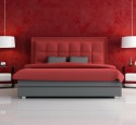 Red wallpaper in bedroom
