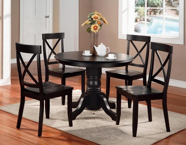 Solid wood dining table black