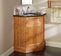Corner bathroom sink with cabinet