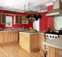 Red rustic kitchen cabinets
