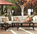 Patio bench with umbrella