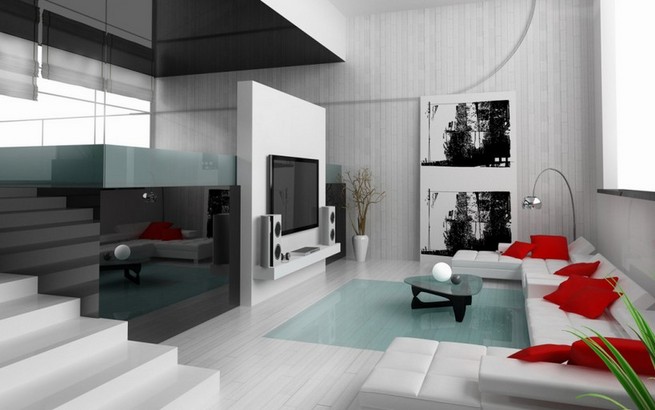 Living room decor with brown leather sofa