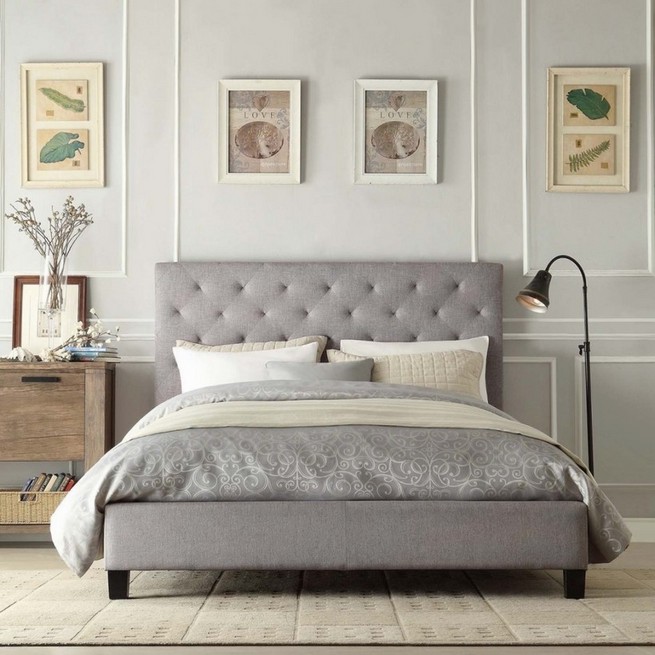 Fabric headboard beds