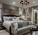 Bedroom design with chandelier