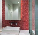 Red bathroom storage cabinet