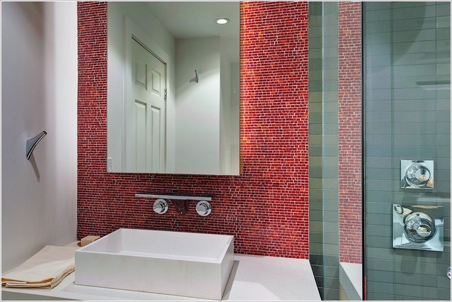 Red bathroom storage cabinet