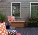 Patio bench with cushions