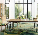 Solid wood dining table with metal legs
