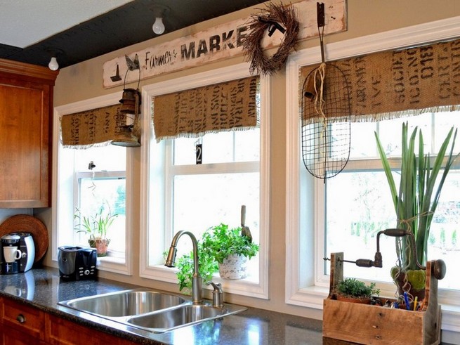 Rustic kitchen window treatments