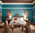 Light blue fabric headboard