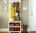 Entryway coat rack with shoe storage