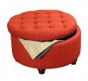 Red round storage ottoman
